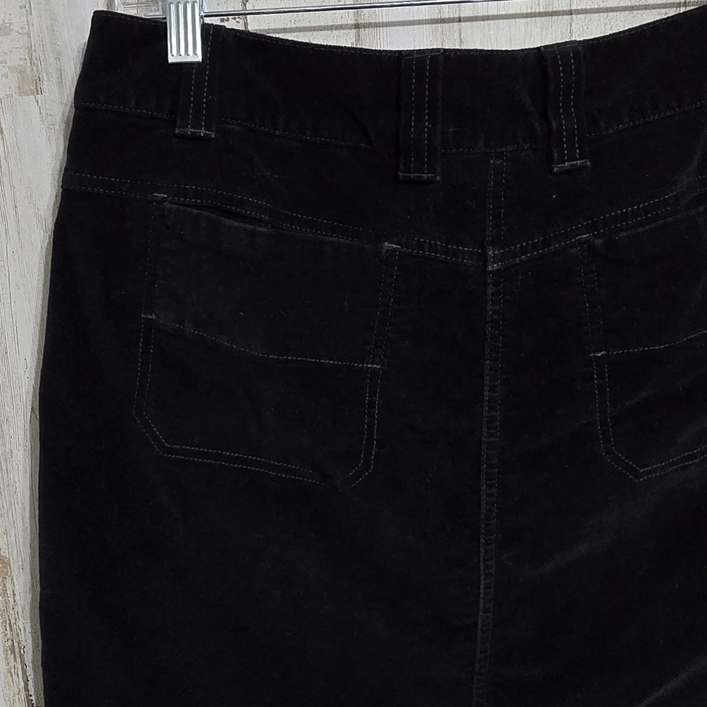 Athleta Black Washed Velvet Pockets Short Mini Pencil Skirt Size 10 - Picture 7 of 11